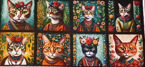 В ПУТИ, КОТЫ И КОШКИ, купон из 8 картинок, 100% хлопок