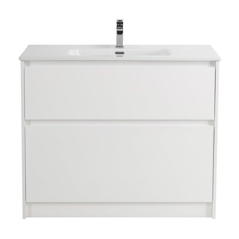 BelBagno KRAFT-1000-2C-PIA-BO KRAFT База под раковину напольная с фрезерованными ручками по всей длине фасада, двумя выкатными ящиками,Bianco Opaco,1000x460x840