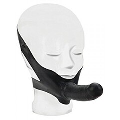 Страпон Face Fuk Strap On Mouth Gag, черный, 14 см