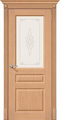 Дверь Статус-15 / Цвет Ф-01 (Дуб) / Стекло Худ. / Двери Браво