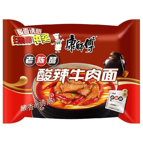 Лапша со вкусом кислой острой говядины Kang Shi Fu Old Mature vinegar & Hot Beef, 111 гр