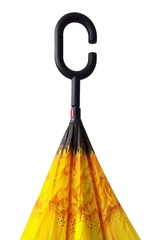 Зонт закрывающийся наоборот желтая ромашка, механика