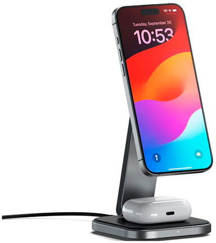 Беспроводная зарядка Satechi Qi2 Wireless Charging Stand 2-в-1 складная подставка