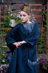 Марьяна. Платье льняное макси, темно-синее с тонировкой PL-42164