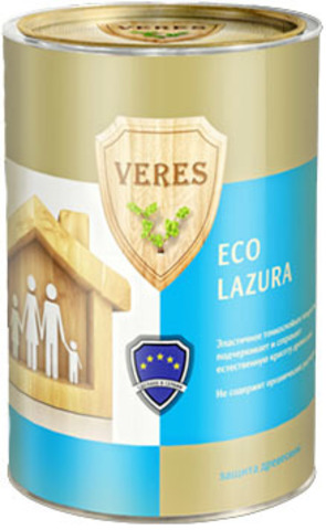 VERES ECO LAZURA/ВЕРЕС ЭКО ЛАЗУРЬ шелковисто-матовая декоративно-защитная пропитка для древесины на водной основе