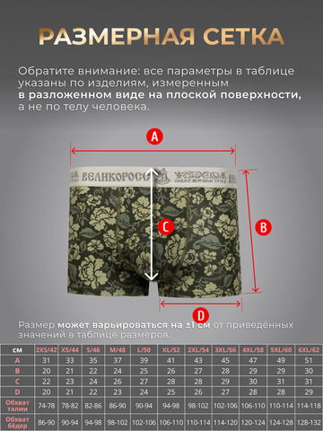 Комплект из 3-х трусов боксеров - «Зелёная хохлома»