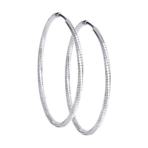 Серьги-конго из серебра 925 пробы с алмазными гранями d55 мм
