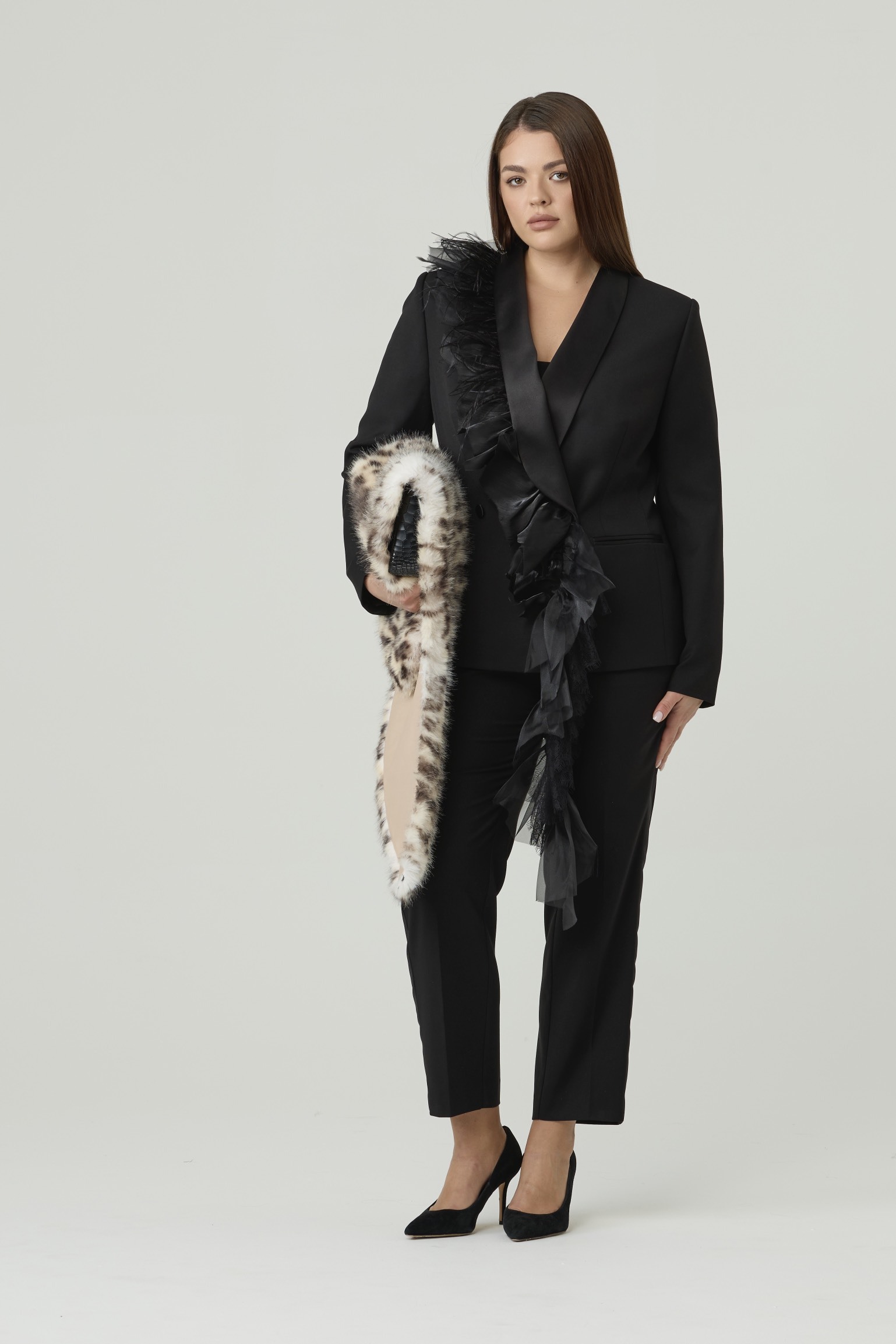 Жакет-смокинг, черный