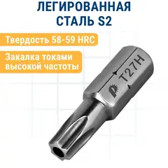 Бита отверточная ПРАКТИКА Профи Torx Tamper-27 х 25мм (2шт) (776-393)