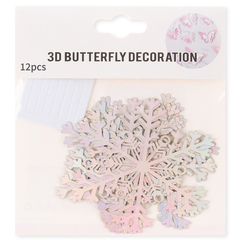 Декоративное украшение Снежинки Льдинки, 9 см, Серебро, Голография, 8 шт