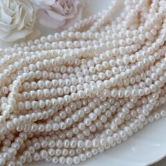 Жемчуг натуральный речной, круглый, 5,5-6,5 мм, 1 нить, Ж007