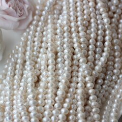 Жемчуг натуральный речной, приплюснутый, 6-7 мм, 1 нить, Ж010