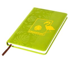 
          Ежедневник недатированный, А5, Yalong, 7БЦ, ПВХ, тиснение, ляссе, салатовый, клетка, 140 л., "Фламинго"
