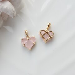 Подвеска Сердце с розовым фианитом, 14 мм, позолота, П531