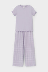 пижама  для девочки  К 1636/лепесток орхидеи,двойная клетка