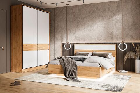 Спальня Роджина комплект №2 Белый глянец/Дуб Крафт, Дуб Крафт