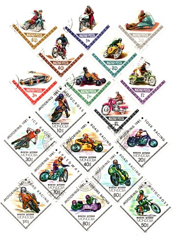 Набор марок Мотоспорт 18 шт. 1962 1982 гг. Мадьяр Монголия XF