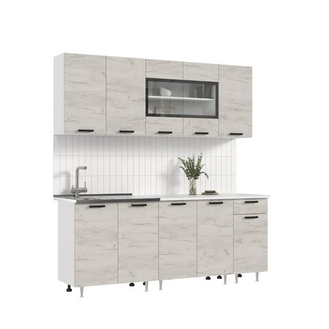 ЛДСП Кухня Рио NEW 2,0м (490) (Дуб Крафт Белый, Белый (Антарес))