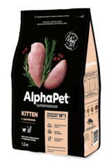 ALPHAPET сухой корм для котят, беременных и кормящих кошек (цыпленок) 1,5 кг