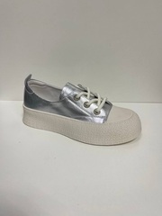 Стильные кеды из натуральной кожи в цвете металлик