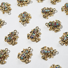 Подвеска "Царевна-лягушка", 14,5*13мм, фианиты, позолота