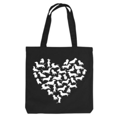 Тканевая сумка "Сердце с Таксами"