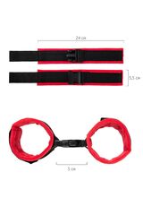 Красно-черные велюровые наручники Anonymo - 