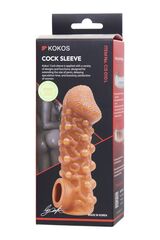 Телесная закрытая насадка с шариками Cock Sleeve Size L - 17,6 см. - 