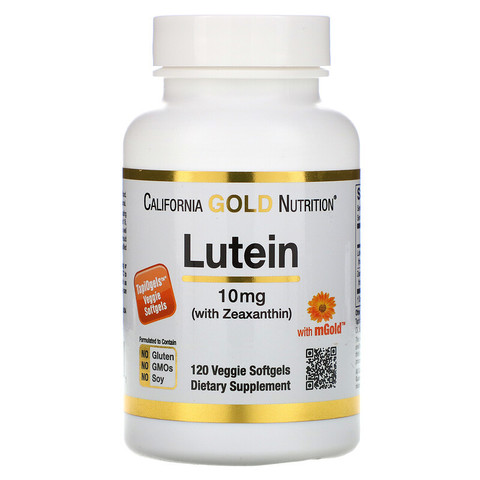 California Gold Nutrition, Лютеин с зеаксантином, 10 мг, 120 растительных капсул