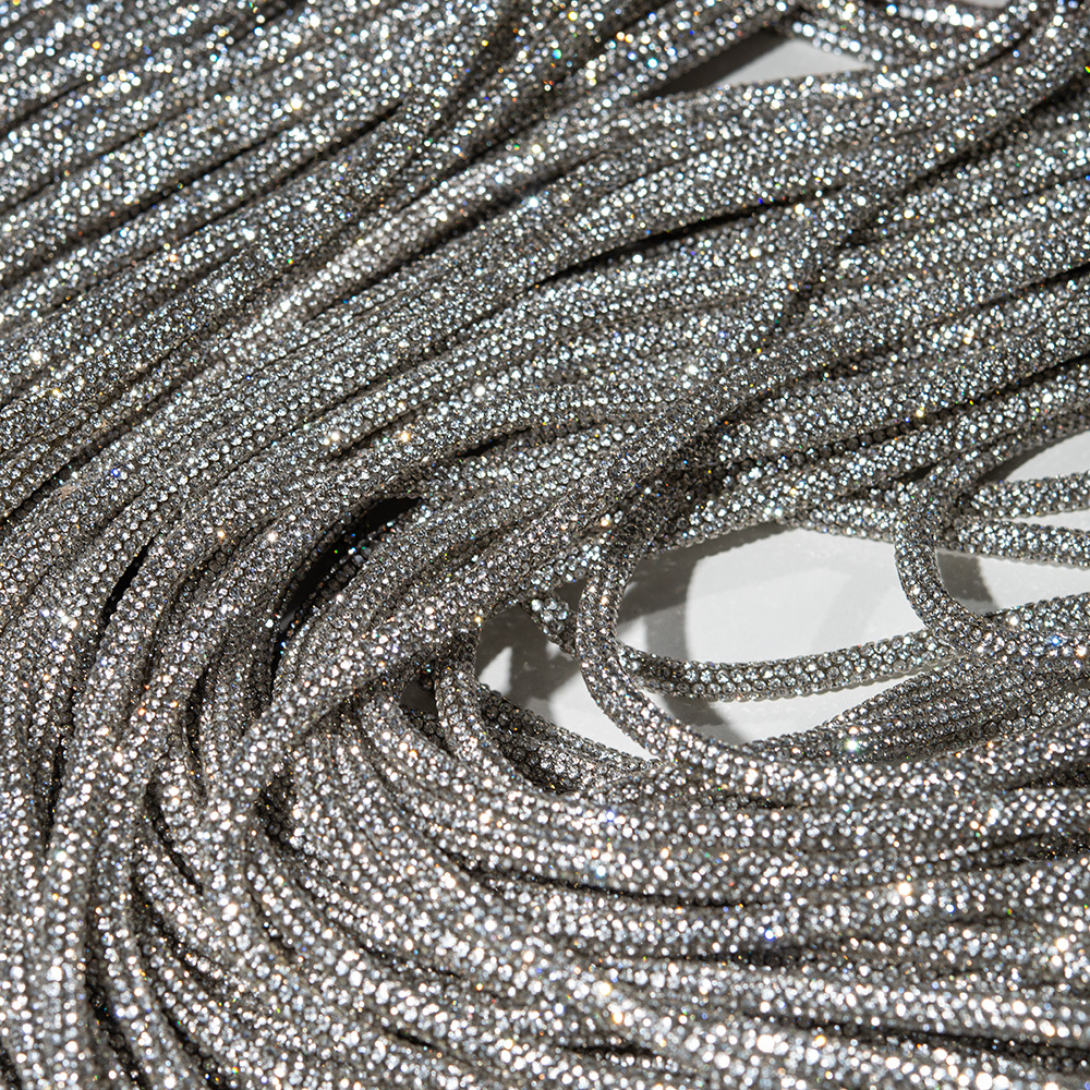 Стразовый шнур, бесцветные кристаллы, 5мм