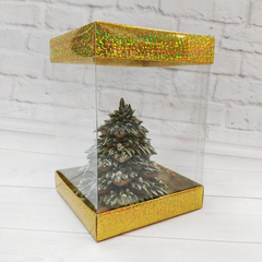 Коробка со стеклами 10х10х15 см Голограмма золото
