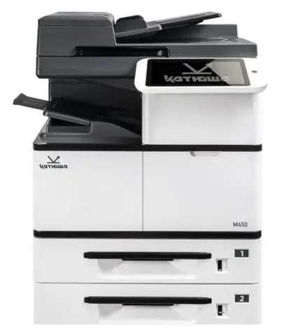 МФУ Катюша M450p принтер/копир/сканер, А3. 50 стр/мин Ч/Б А4, 1200 dpi. Сканер цвет А4-А3 до 120 стр/мин. 800 МГц, 4 Гб, 1 Тб HDD (опц), Ethernet, USB, Wi-Fi. PS3, PCL6, PDF. ADF 90 л. Тонер 6 000 отп