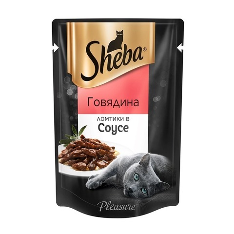 Sheba Pleasure пауч для кошек ломтики в соусе говядина 85 г