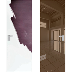 Скрытая дверь Invisible 0M кромка матовая снаружи под окраску внутри зеркало Bronze