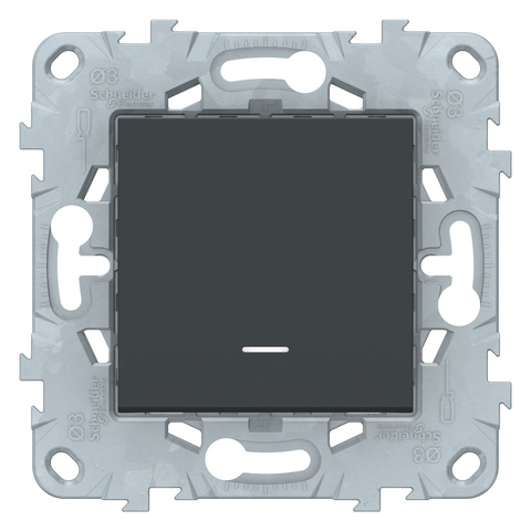 Выключатель одноклавишный с подсветкой. Цвет Антрацит. Schneider Electric Unica New. NU520154N