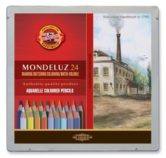Набор художественных акварельных карандашей MONDELUZ LANDSCAPE 24 цвета в металлической коробке, защищенной блистером