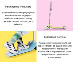 Детский кикборд Rice Rabbit Scooter Pink (Розовый)