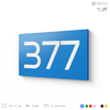 Номер на дверь 377, табличка на дверь для офиса, квартиры, кабинета, аудитории, склада, голубая 120х70 мм, Айдентика Технолоджи