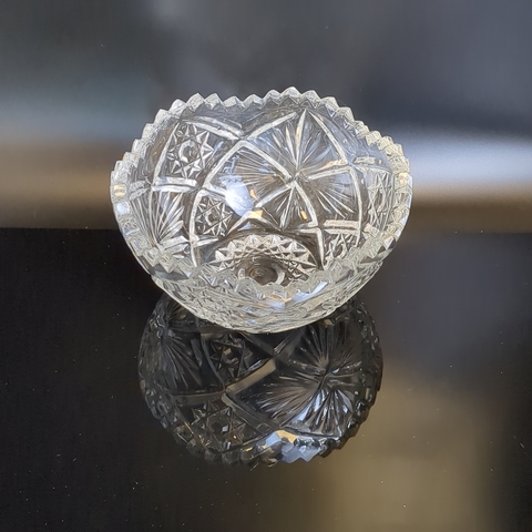 Салатник хрустальный винтажный , алмазная грань, советский хрусталь СССР 1970-1990 гг