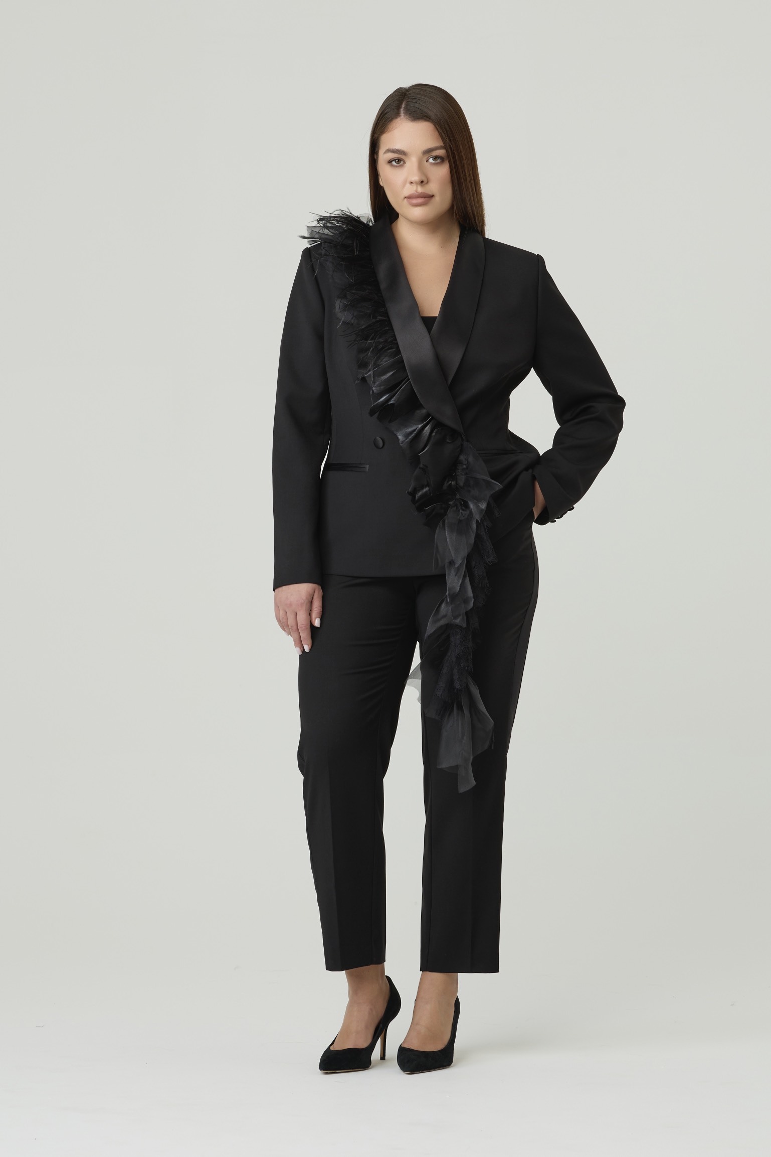 Жакет-смокинг, черный