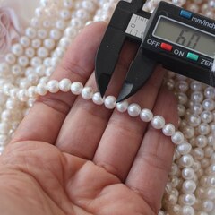 Жемчуг натуральный речной, круглый, 5,5-6,5 мм, 1 нить, Ж007