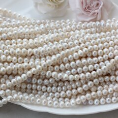 Жемчуг натуральный речной, приплюснутый, 6-7 мм, 1 нить, Ж010