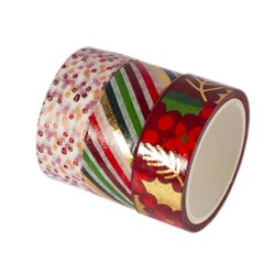 
          Декоративная клейкая лента Alingar, 1,5см х 3 м, 3 шт, ассорти, в индивидуальной упаковке