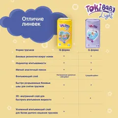 Подгузники-трусики детские TokiBaby Light размер M, 48 шт.