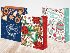 Пакет подарочный S вертикальный, С Новым годом, МИКС, 18*23*10 см (Д*В*Ш), 1 шт.