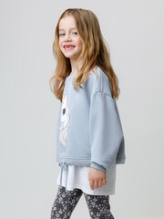 джемпер  для девочки  КР 302827/серо-голубой 1362 к664