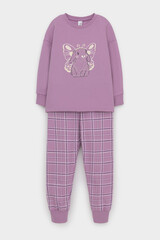 пижама  для девочки  К 1567/светло-лиловый,шотландская клетка
