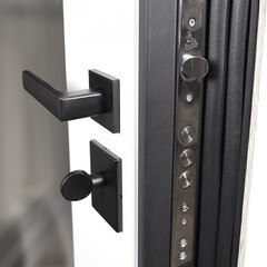 Входная металлическая дверь АСД Плата шагрень черная + дуб старый с большой зеркальной вставкой (адаптивная замковая часть)