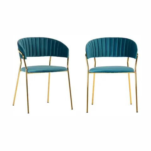 Комплект из 2-х стульев Bradex Home Turin бирюзовый с золотыми ножками
