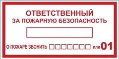 Знак наклейка B03 "Ответственный за пожарную безопасность" (100x200) ГОСТ 12.4.026-2015 EKF PROxima (10.00 шт.)